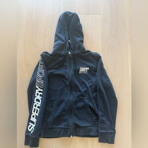 Ladies Superdry Black Zip-up Hoodie Size S